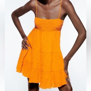 Zara orange textured dress